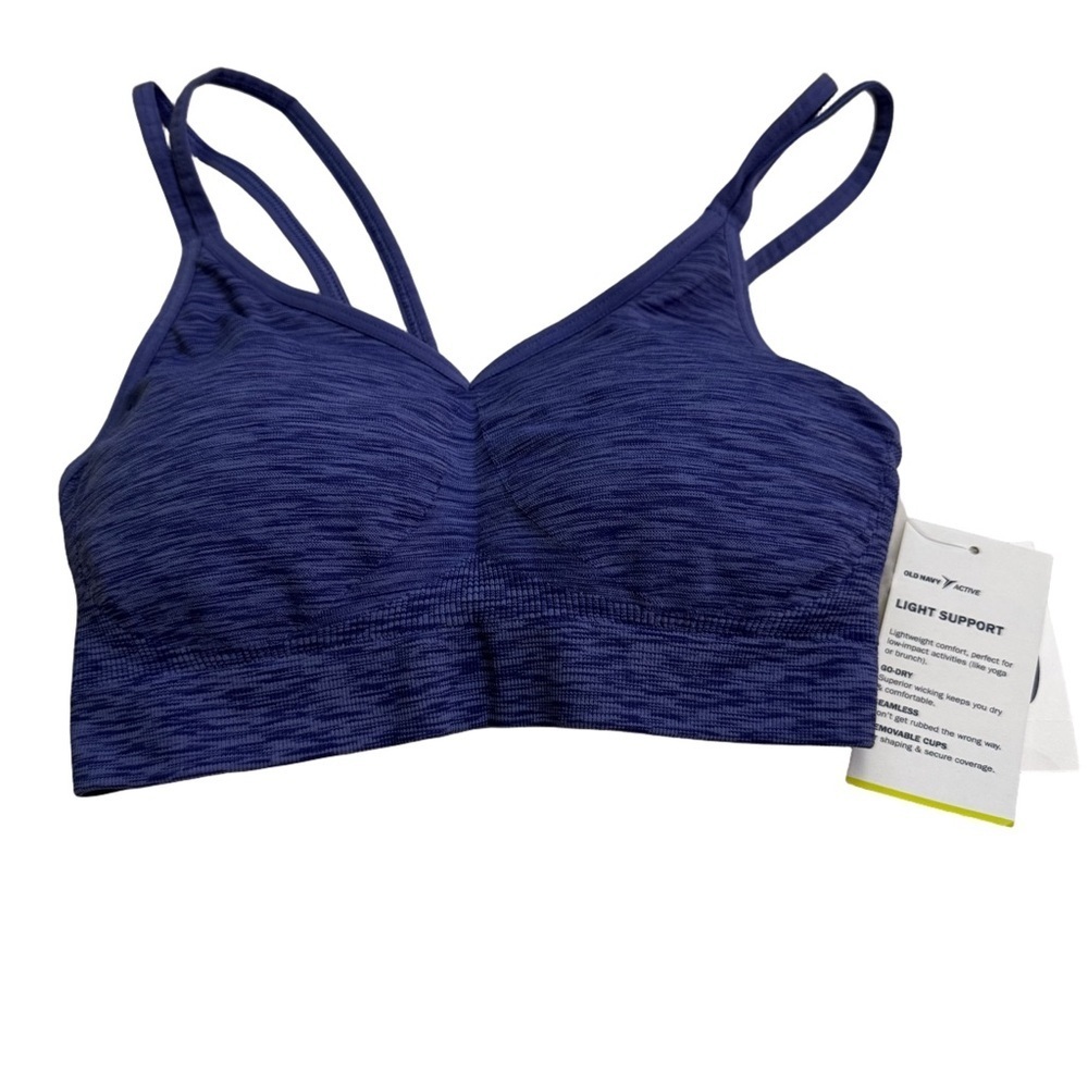 Old Navy Active Light Support Go Dry Sports Bra Blue Size Medium Removable Cups